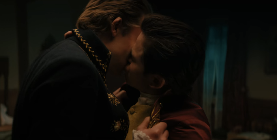 the two characters kissing