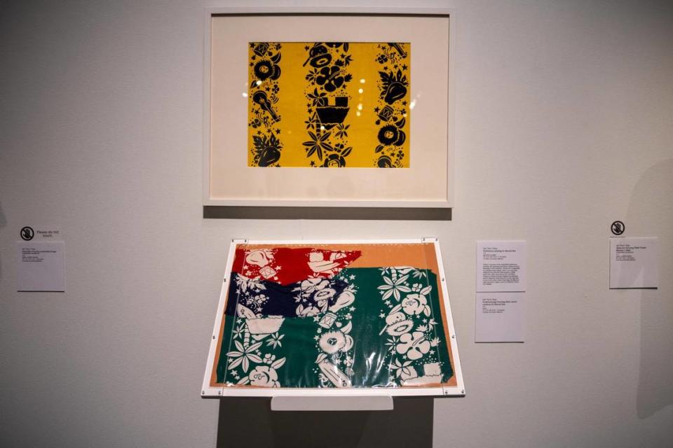 At the Washington State History Museum, John “Keoni” Meigs’ Aloha Shirts are on display along with color swatches, original sketches and paintings that Meigs created.