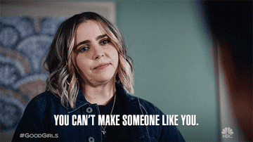 The image displays a GIF of a woman expressing sadness, with the text "You can't make someone like you."