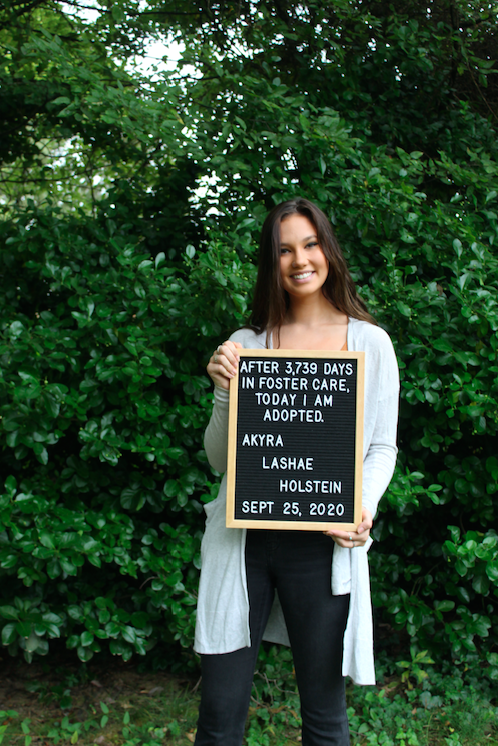 Akyra was officially adopted in September after 3,739 days in foster care. (SWNS)