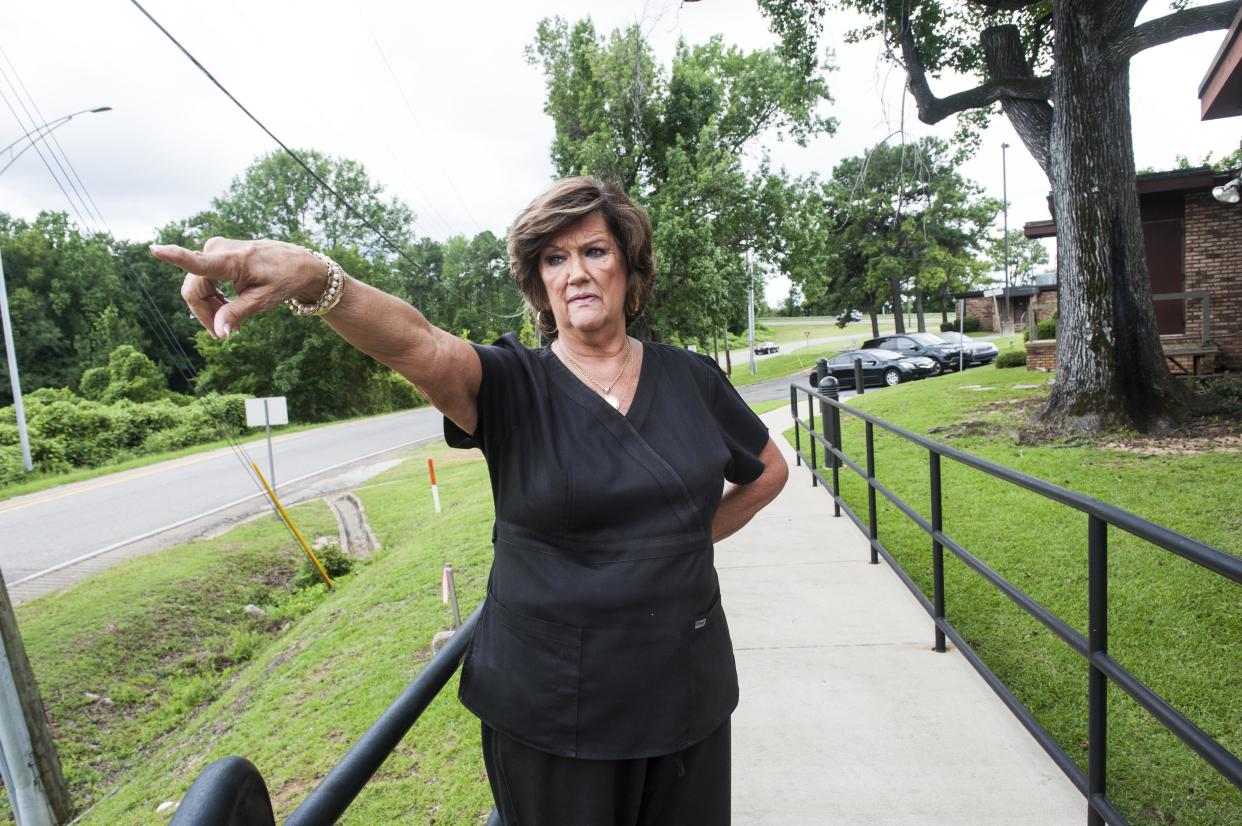 Abortion clinic owner Gloria Gray stands on the exit ramp she was legally required to build. She says it cost her about $150, 000 to comply with a state regulation about clinic exits. (Photo: Chloe Angyal for HuffPost)