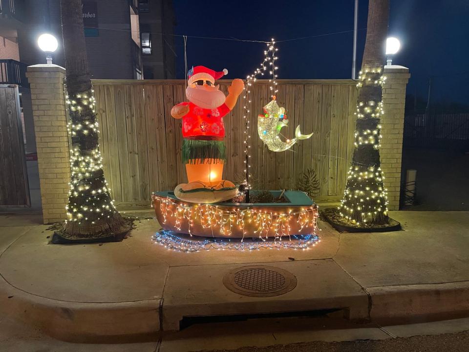 The Teal Harbor Condominiums entry for the 2021 Port Aransas Farley Boat Lighting Contest.