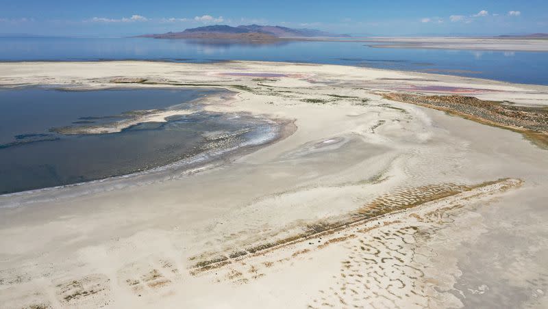 Record low water levels are seen in the Great Salt Lake from Antelope Island on Friday, July 22, 2022. 