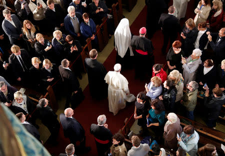 Pope Francis attends a ecumenical church service at the Riga Dome Cathedral in Riga, Latvia, during the second leg of Pope Francis' trip to the Baltic states, September 24, 2018. REUTERS/Max Rossi