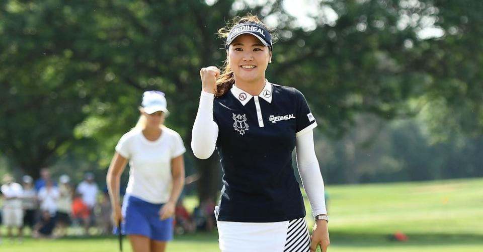 GRAND RAPIDS, MI - JUNE 17: So Yeon Ryu of South Korea reacts after winning the Meijer LPGA Classic for Simply Give at Blythefield Country Club on June 17, 2018 in Grand Rapids, Michigan. (Photo by Stacy Revere/Getty Images)