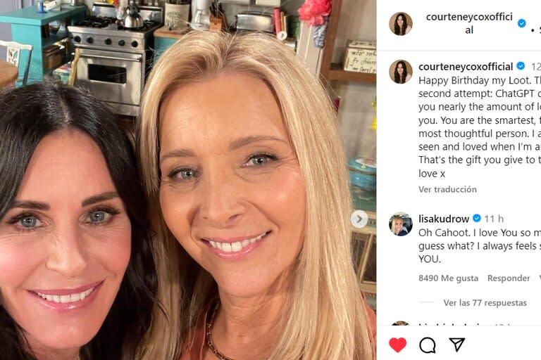 Cox felicitó a la cumpleañera con una foto que incluyó un guiño a Friends