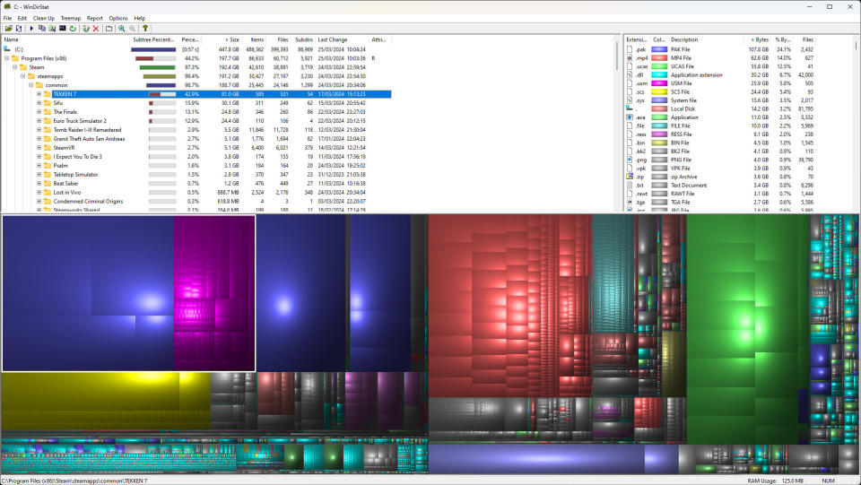 WinDirStat screenshot showing hard drive space with a colorful GUI