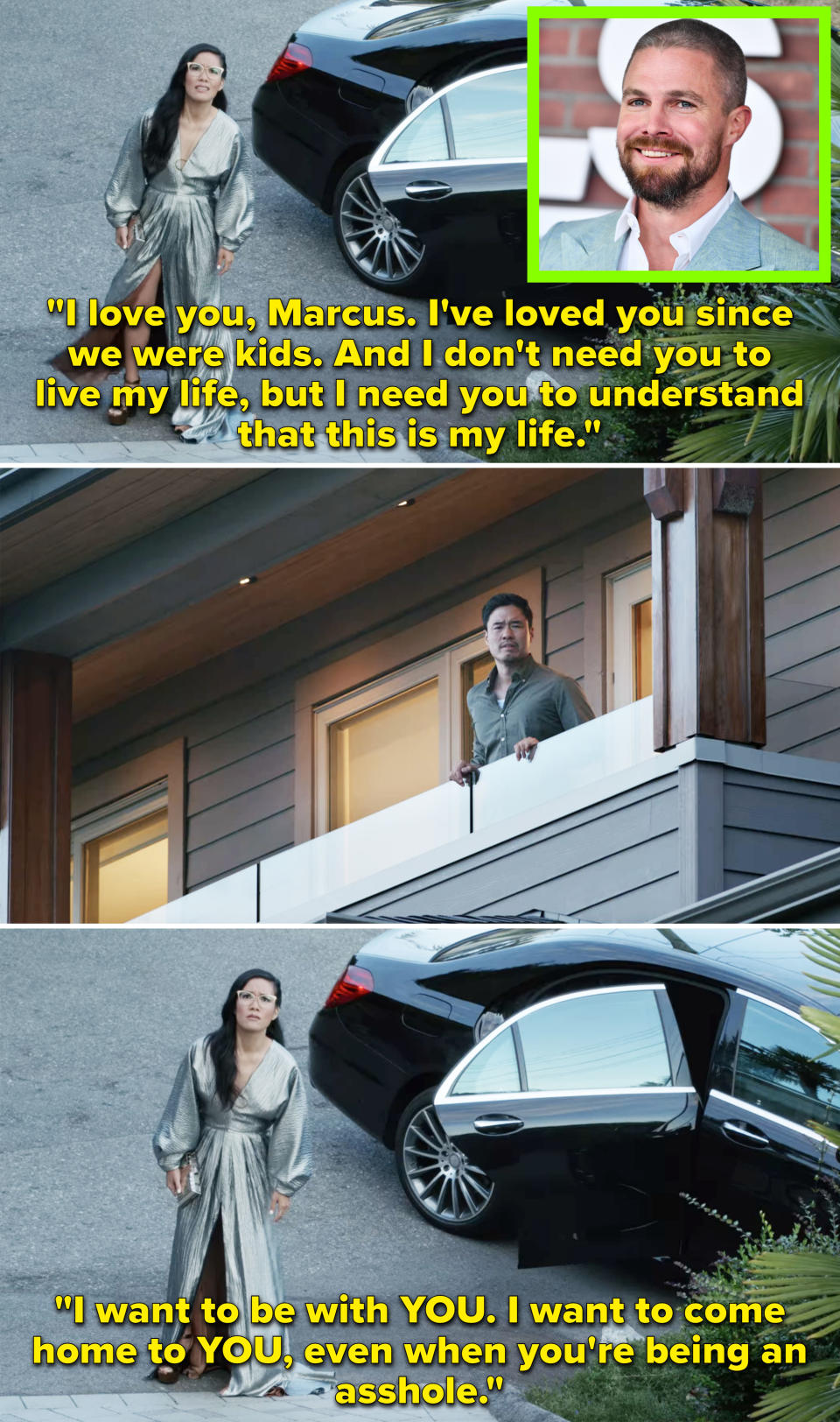 Sasha saying, "I love you, Marcus; I've loved you since we were kids — and I don't need you to live my life, but I need you to understand that this is my life"