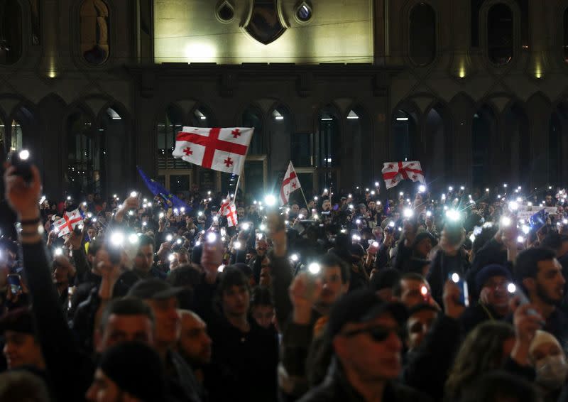 People protest against the "foreign agents" bill in Tbilisi