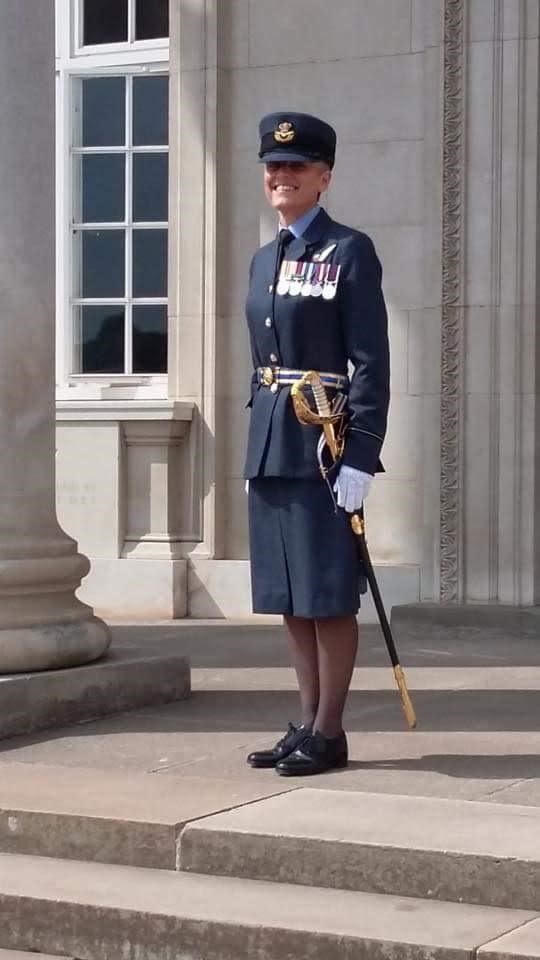 Tamsin in front of College Hall Officers’ Mess at RAF Cranwell in July 2018 after she was commissioned to become an RAF officer (Handout/Samaritans/PA)