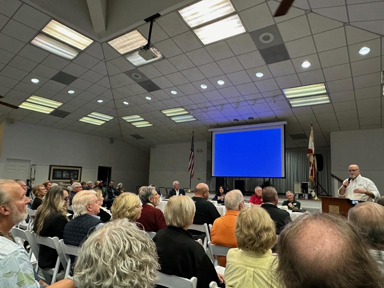 Residents, town officials gather at the Ponce Inlet Community Center for a town hall meeting and the State of the Town address, Thursday, Feb. 29, 2024.