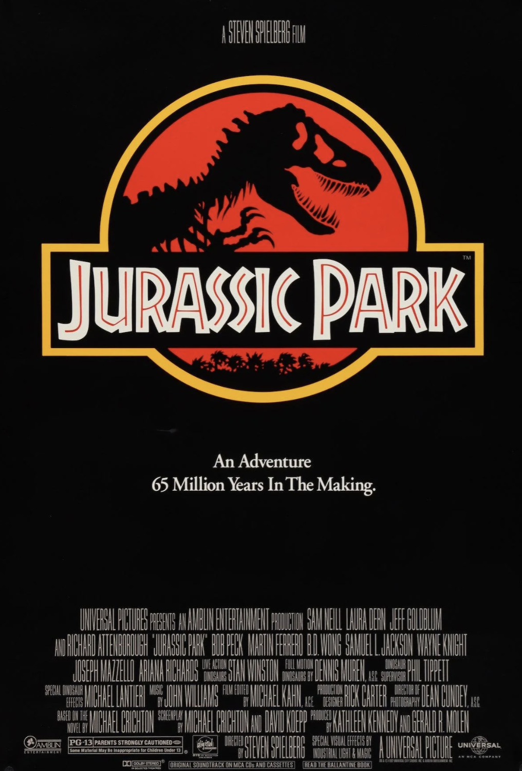 Movie poster for the 1993 film, Jurassic Park