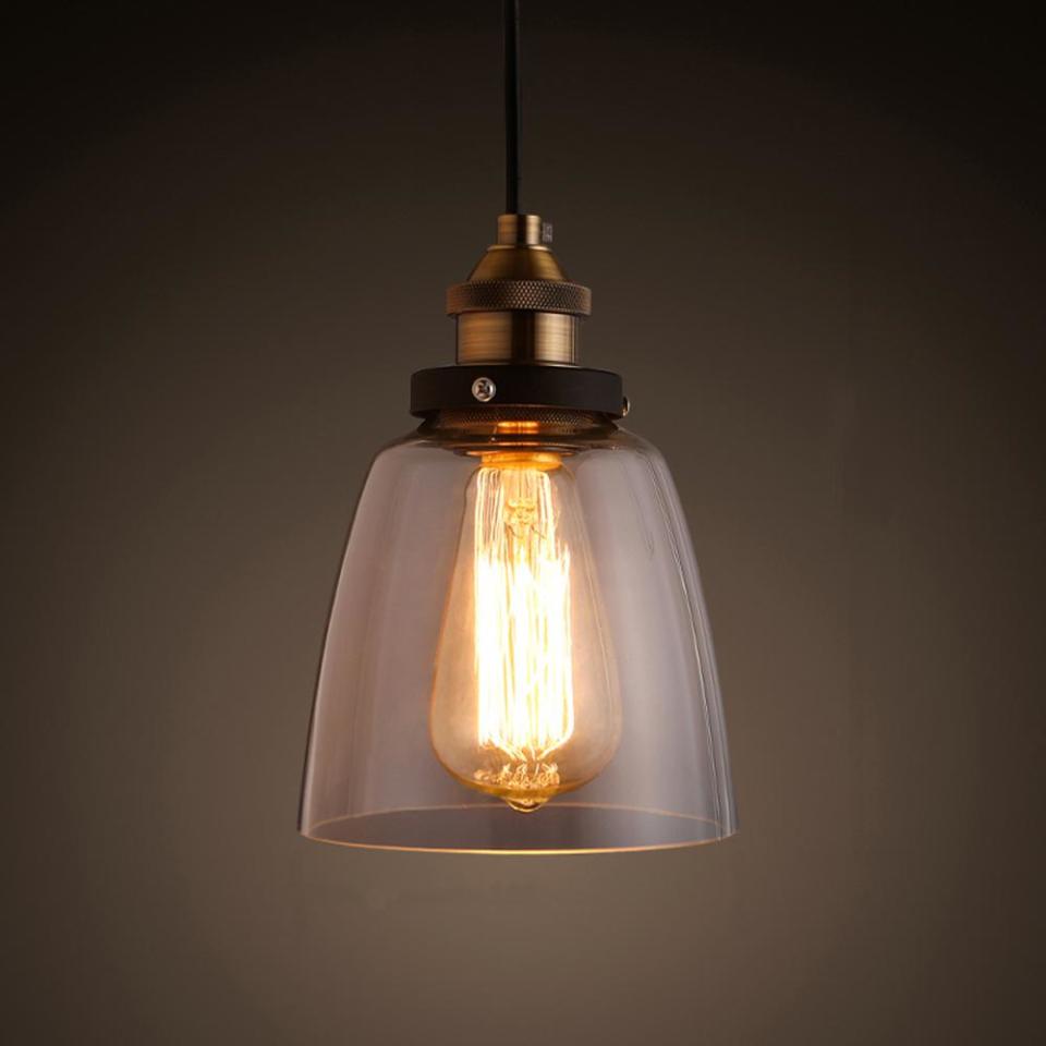 Copper and Clear Glass Adjustable Pendant Lamp