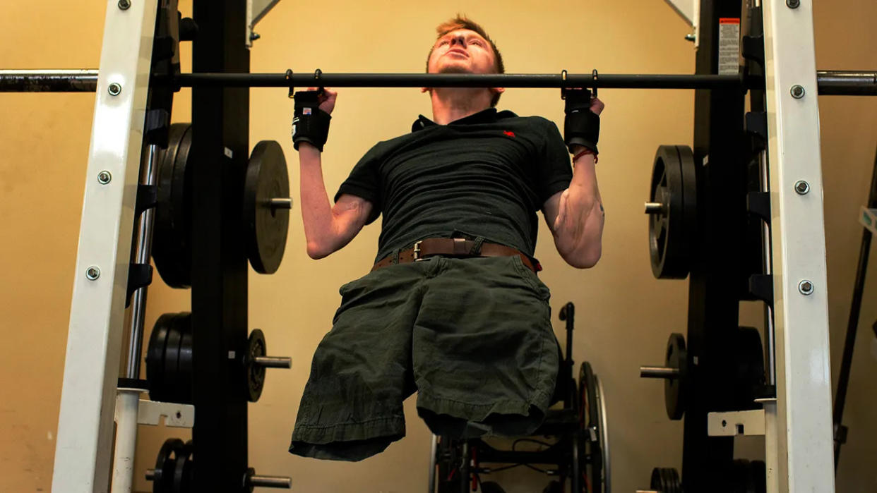 Brendan Marrocco doing chin-ups