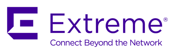 Extreme Networks' logo and tagline, Connect Beyond the Network, all in purple.