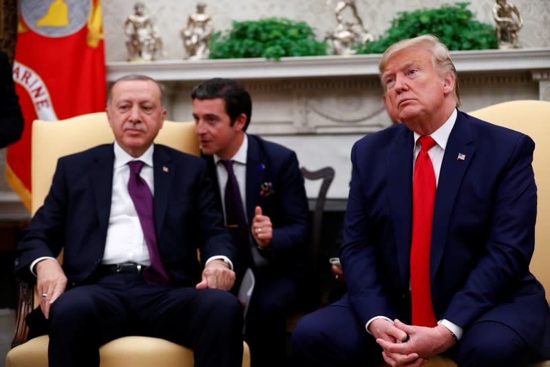 U.S. President Donald Trump meets with Turkey's President Erdogan at the White House in Washington