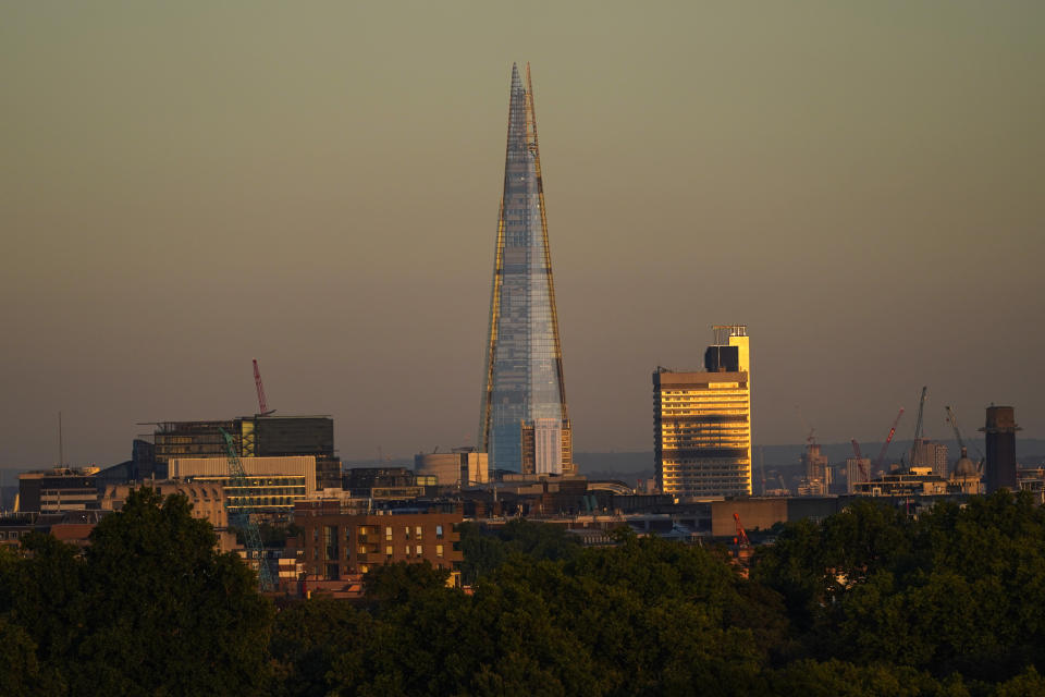 FILE - The Shard stands at sunset, in London, Thursday, Aug. 11, 2022. The World Cup is just one way Qatar is using its massive wealth to project influence. By buying sports teams, hosting high-profile events, and investing billions in European capitals — such as buying London’s The Shard skyscraper — Qatar has been integrating itself into international finance and a network of support. (AP Photo/Alberto Pezzali, File0