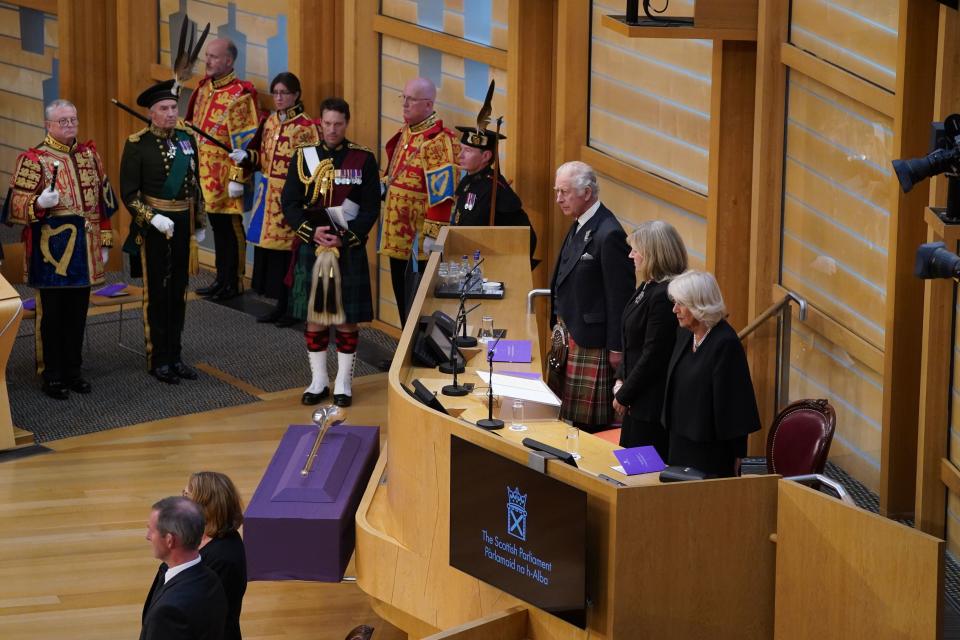King Charles III and the Queen Consort during a visit to the Scottish Parliament (Andrew Milligan/PA Wire)