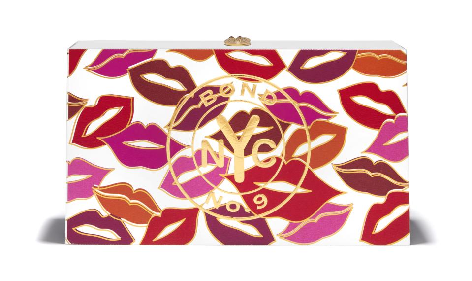 The outer packaging of a Bond No. 9 New York Lips lipstick