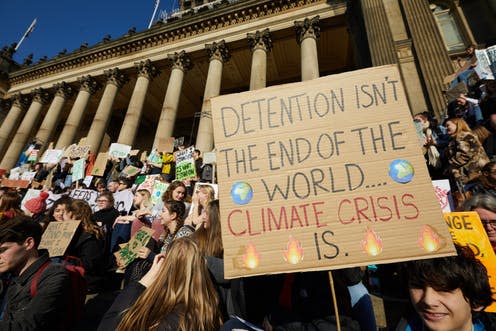 <span class="caption">Students out in force. </span> <span class="attribution"><a class="link " href="https://www.shutterstock.com/image-photo/leeds-uk-15-feb-2019-placard-1313909480" rel="nofollow noopener" target="_blank" data-ylk="slk:Kevin J. Frost.;elm:context_link;itc:0;sec:content-canvas">Kevin J. Frost.</a></span>