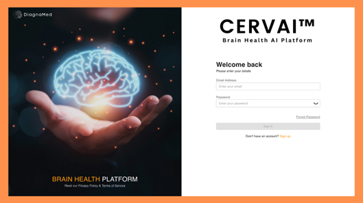 Screenshot of CERVAI™ Online Portal