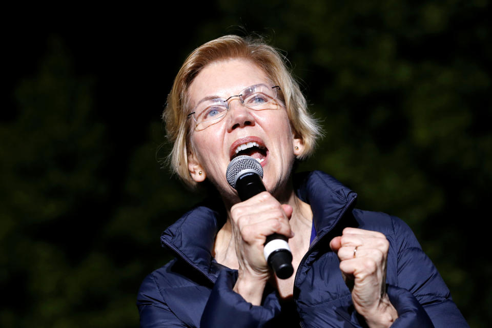 Sen. Elizabeth Warren, D-Mass., speaks at Laney College in Oakland, Calif., last month. (Stephen Lam/Reuters)