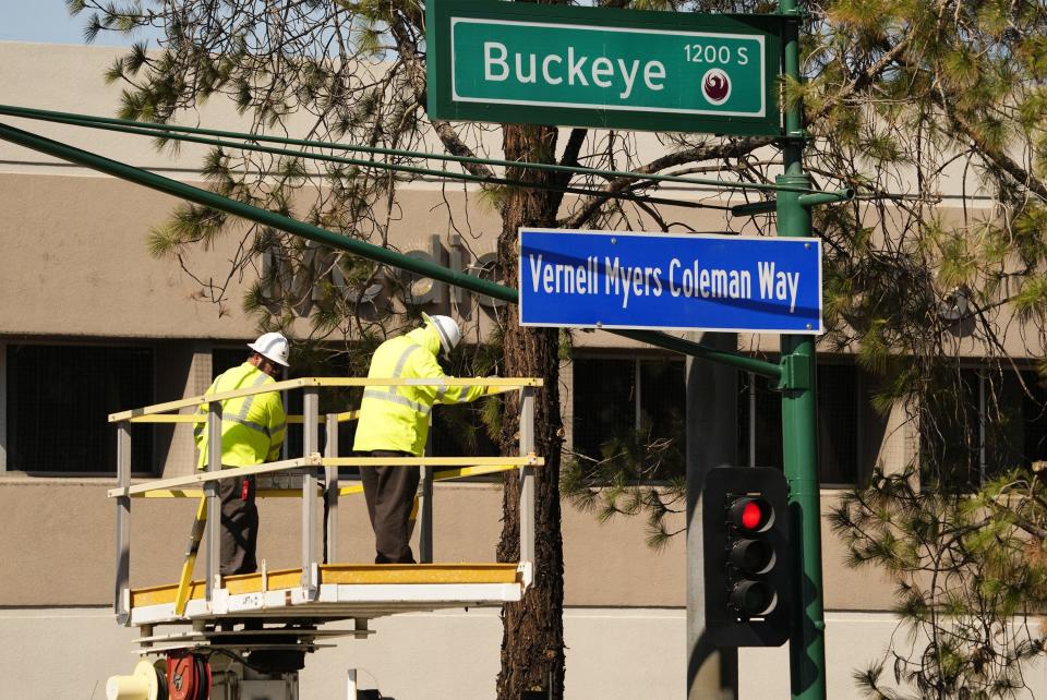 The late Vernell Myers Coleman was honored with ceremonial street signs identifying the 7th Avenue and Buckeye Road intersection as Vernell Myers Coleman Way on March 27, 2024.