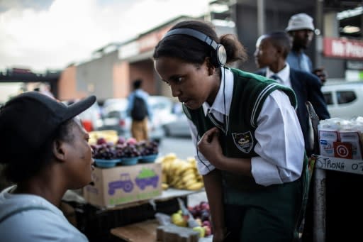 Ngobeni conducts an interview in Alexandra township outside Johannesburg