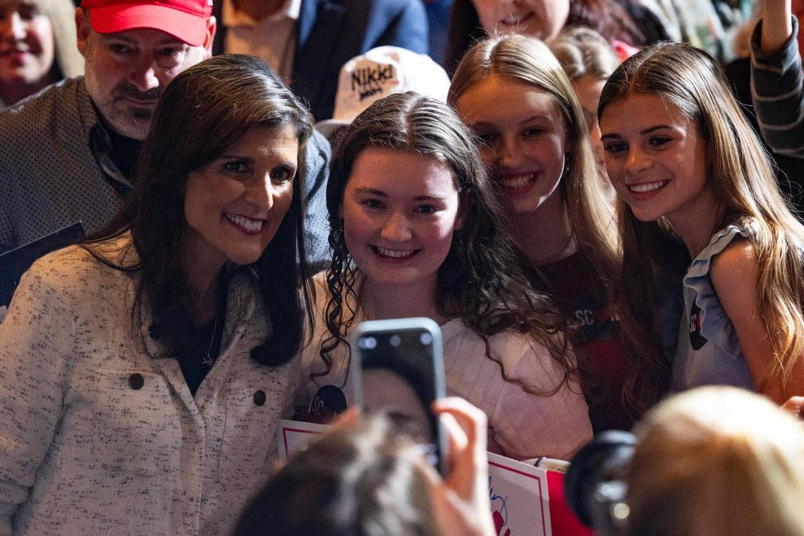 Presidential primary candidate and former South Carolina Governor Nikki Haley speaks to supporters in North Charleston, South Carolina on Wednesday, January 24, 2024.