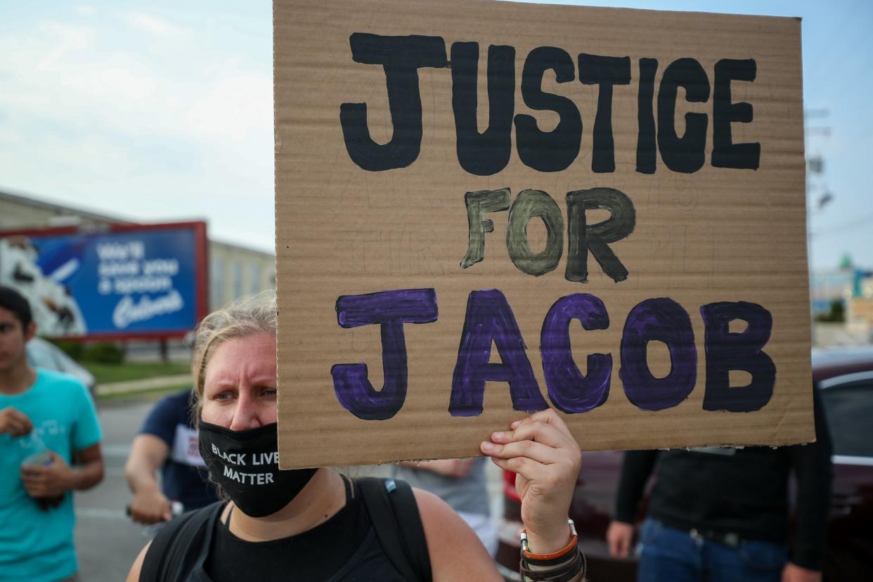 A protest against the shooting of Jacob Blake in Kenosha, Wisconsin: Anadolu Agency via Getty Images