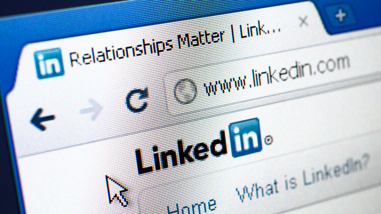 An image of the LinkedIn webpage with a closeup of the URL.
