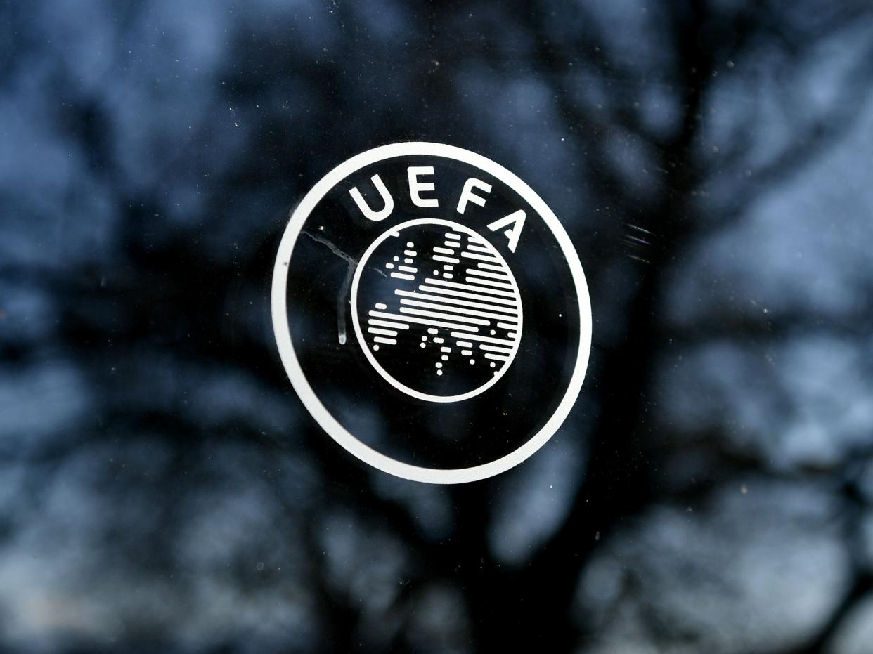 A general view of the Uefa logo (AFP via Getty Images)