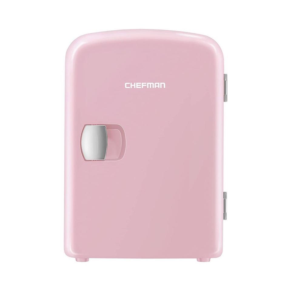 5) Mini Portable Pink Personal Fridge