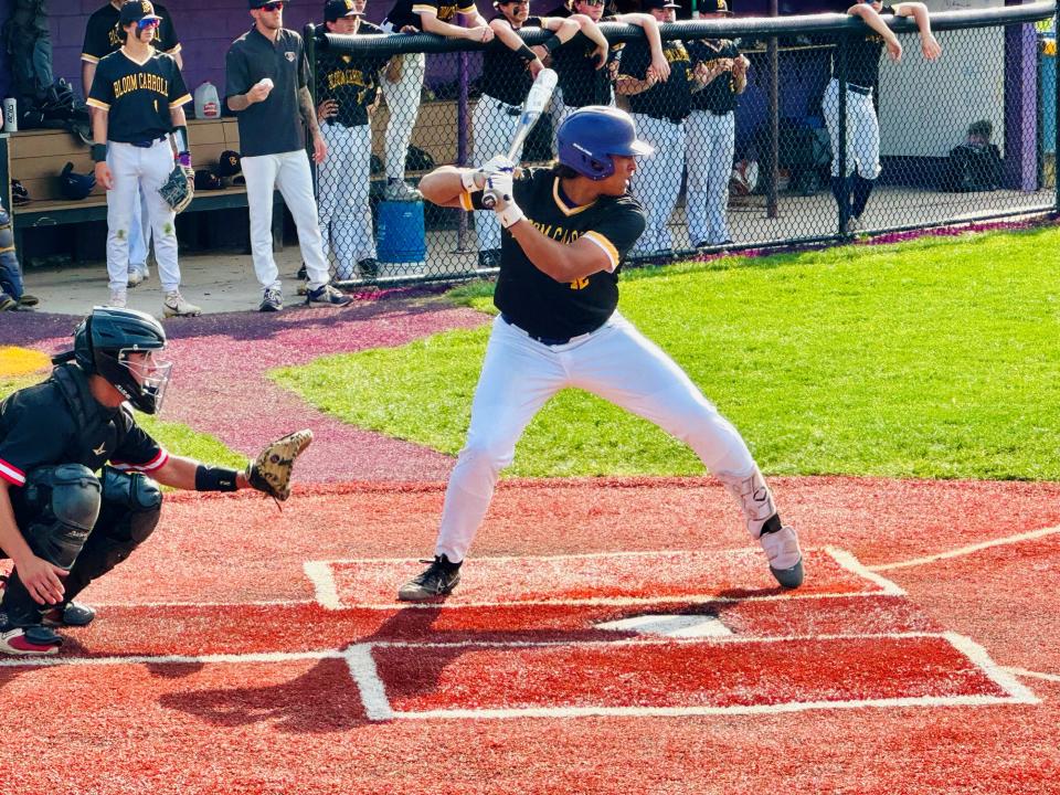 Bloom-Carroll junior pitcher Markus Roberson has been outstanding in the mound, but is also one of the Bulldogs' most dangerous hitters as he helped lead B-C to a Mid-State League-Buckeye Division championship.