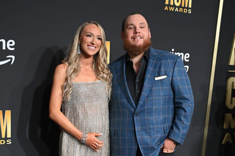 Luke Combs (R) and Nicole Combs attend the Academy of Country Music Awards in May. File Photo by Ian Halperin/UPI