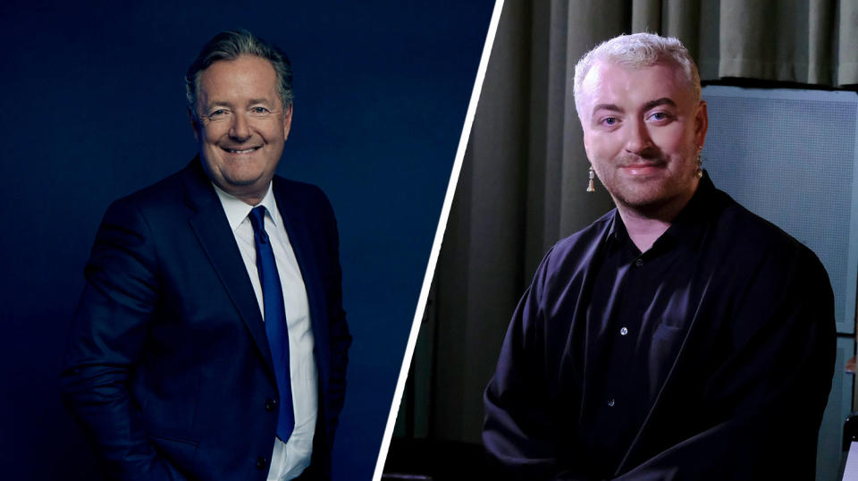 Piers Morgan lashed out at Sam Smith's 'fisher-them' comments. (TalkTV/BBC)
