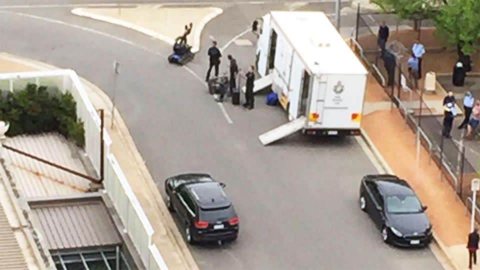 A Canberra police station has been evacuated after a suspicious package was found nearby. Photo: Twitter/Default judgement