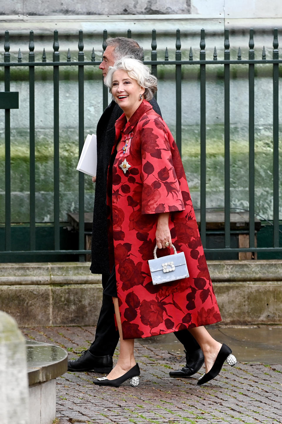 LONDON, ENGLAND - MAY 06: Dame Emma Thompson departs Westminster Abbey after the Coronation service of King Charles III and Queen Camilla on May 06, 2023 in London, England. The Coronation of Charles III and his wife, Camilla, as King and Queen of the United Kingdom of Great Britain and Northern Ireland, and the other Commonwealth realms takes place at Westminster Abbey today. Charles acceded to the throne on 8 September 2022, upon the death of his mother, Elizabeth II. (Photo by Stuart C. Wilson/Getty Images)