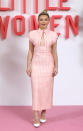 <p> Pugh looked fittingly ladylike at a 2019 <em>Little Women</em> photocall at London&apos;s Soho Hotel. However, sharp cut-outs and strong shoulders kept the pink gingham midi from feeling too saccharine-sweet.&#xA0; </p>