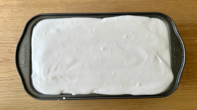 piña colada sorbet in loaf pan