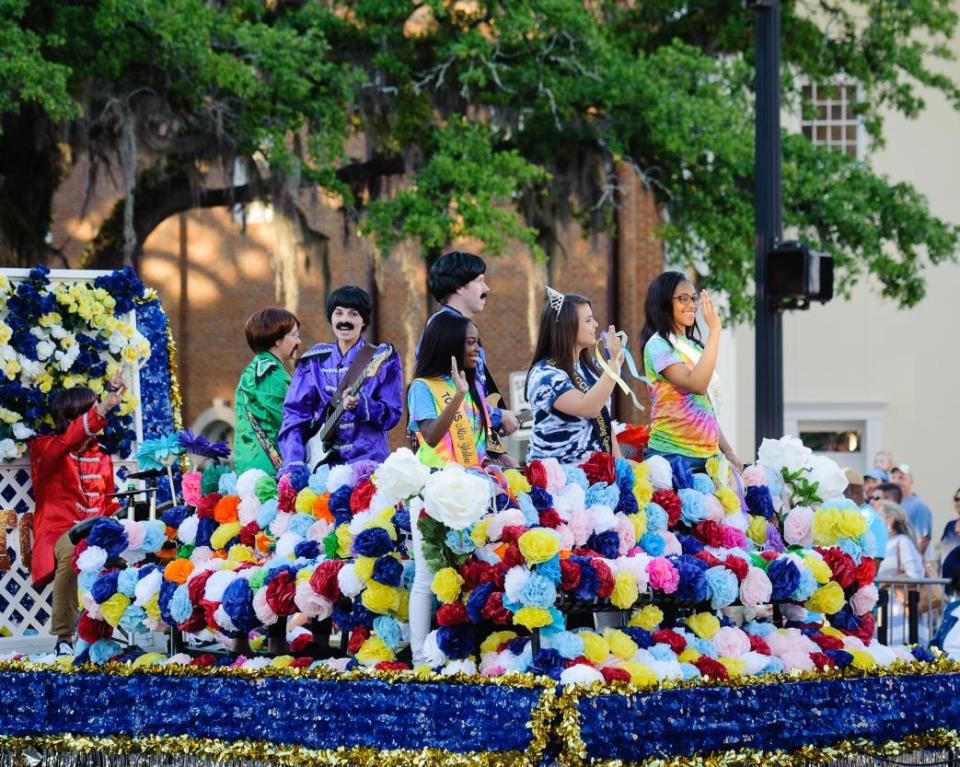 A colorful parade float from Thomasville’s Rose Parade. This year's combined parade will take place at 7 p.m. Friday, April 28, 2023.