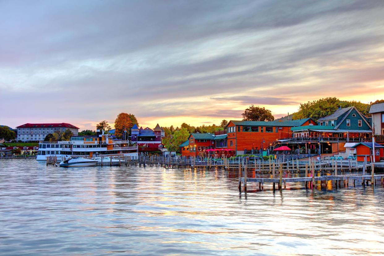 Lake George, nicknamed the Queen of American Lakes, is a long, narrow oligotrophic lake located at the southeast base of the Adirondack Mountains