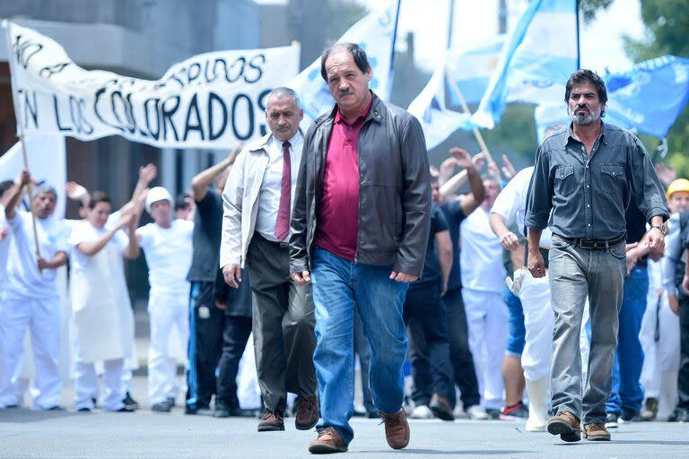 Julio Chávez como el Tigre Verón, un sindicalista implacable del gremio de la carne, a quien el actor le dio vida en una ficción de Polka