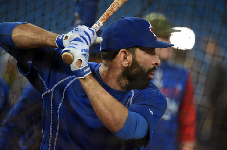 Jose Bautista even has power from the left side. (Getty Images/Jon Blacker)