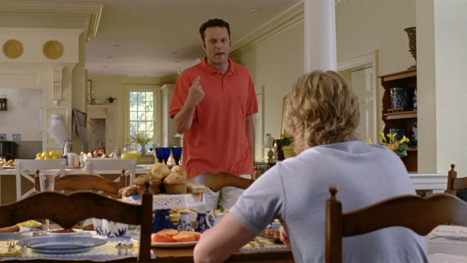 Vince Vaughn angry at breakfast in Wedding Crashers