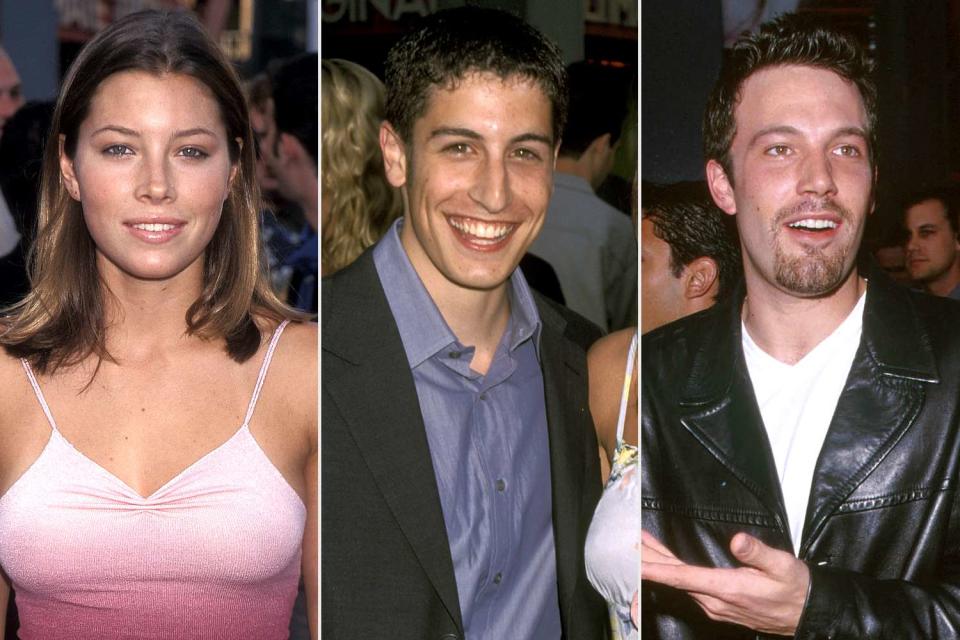 <p>Ron Galella, Ltd./Ron Galella Collection via Getty; SGranitz/WireImage</p> Jessica Biel, Jason Biggs and Ben Affleck at the 1999 American Pie premiere