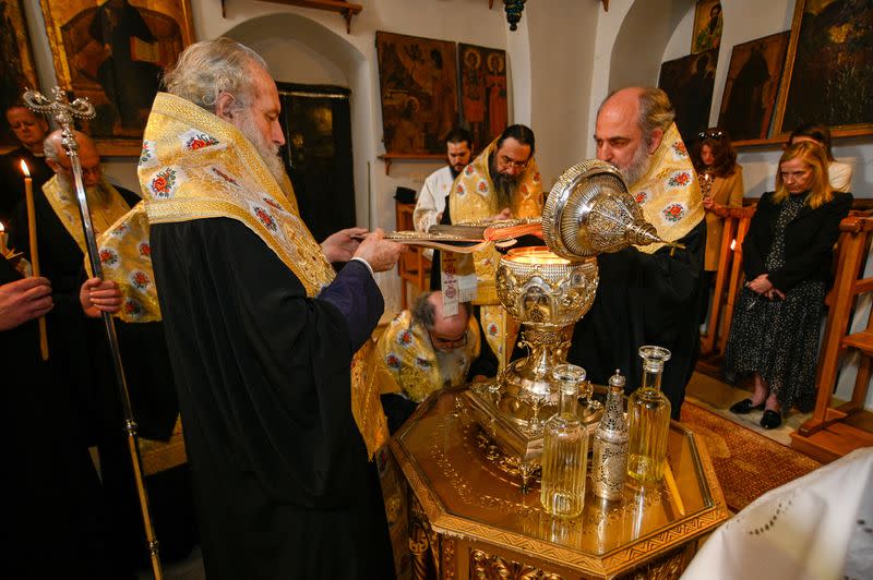 Preperations of oils for Britain's King Charles coronation ceremony in Jerusalem