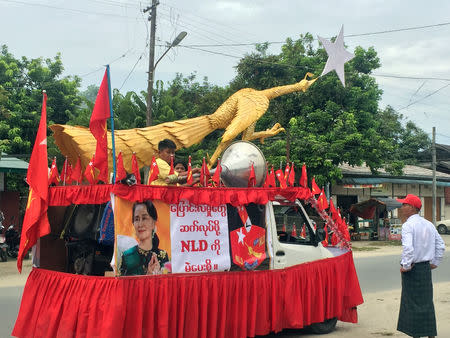 Supporters of National League for Democracy on a campaign rally for the by-election in Myitkyina, Myanmar, November 1, 2018. Picture taken November 1, 2018. REUTERS/Thu Thu Aung