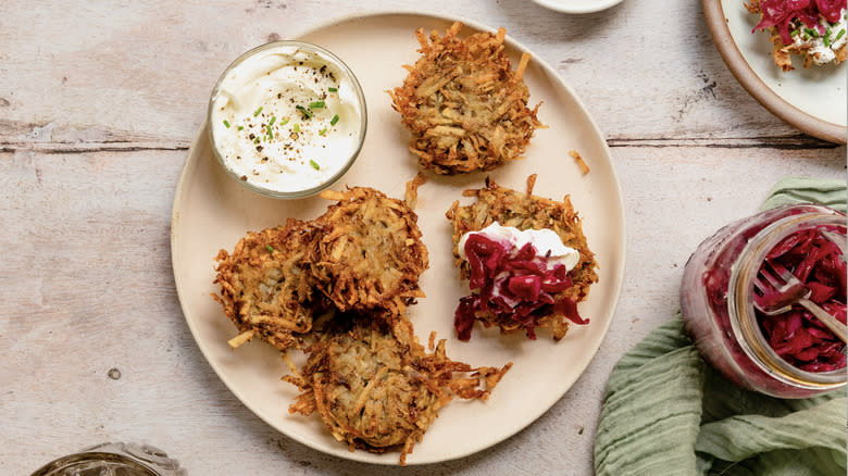 potato latkes on plate