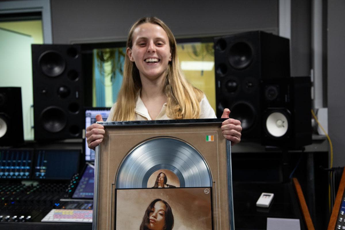 Jo Howarth with her platinum disc. Picture by Ellie Campbell <i>(Image: Solent University)</i>